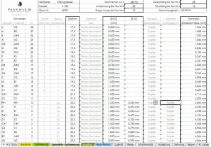 Detailansicht der Besaitung und Spinnliste